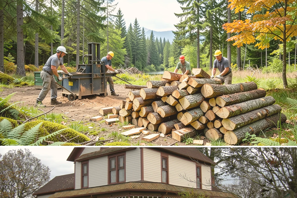 Log Splitting in Sumner, Pierce County, WA - Splitting in spring or early summer gives the wood a full season to dry before cold weather.