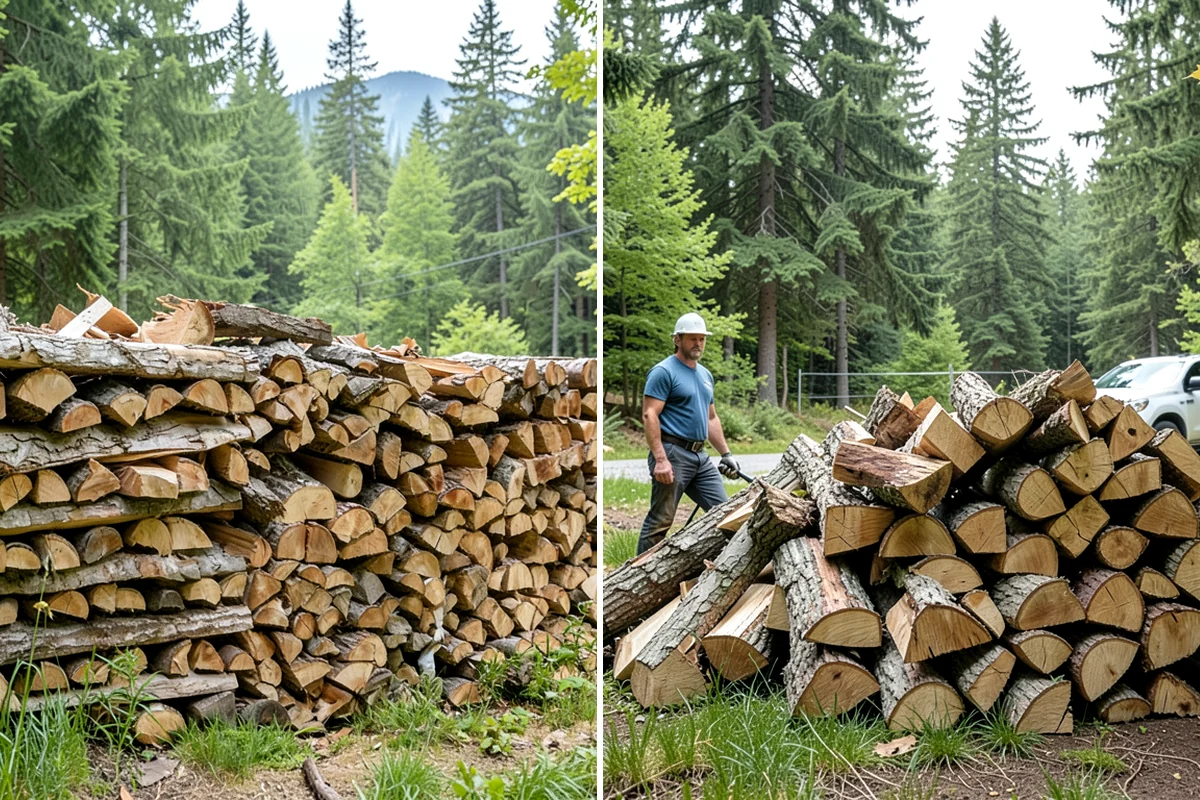 Low-Moisture Firewood in DuPont, Pierce County, WA - Cured wood is sorted by moisture