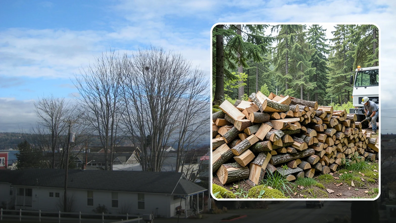 Mixed Hardwood Firewood in Langley, Island County, WA - Our mixed hardwood firewood blends dense, slow-burning hardwoods for long-lasting heat and steady coals during Pacific Northwest...