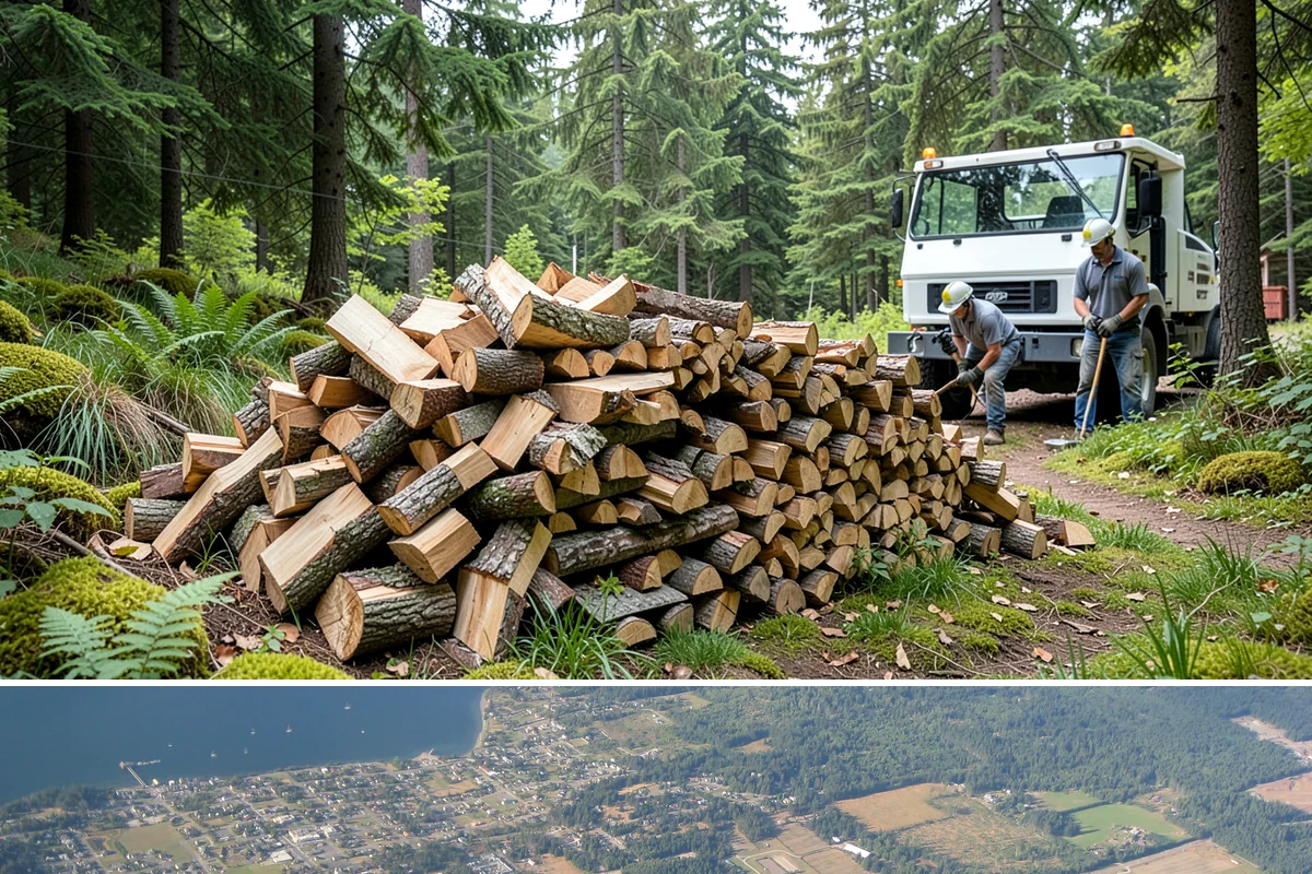 Mixed Softwood Firewood in Coupeville, Island County, WA - Buy softwood in late summer or fall to have easy-lighting wood ready for autumn and shoulder-season fires.