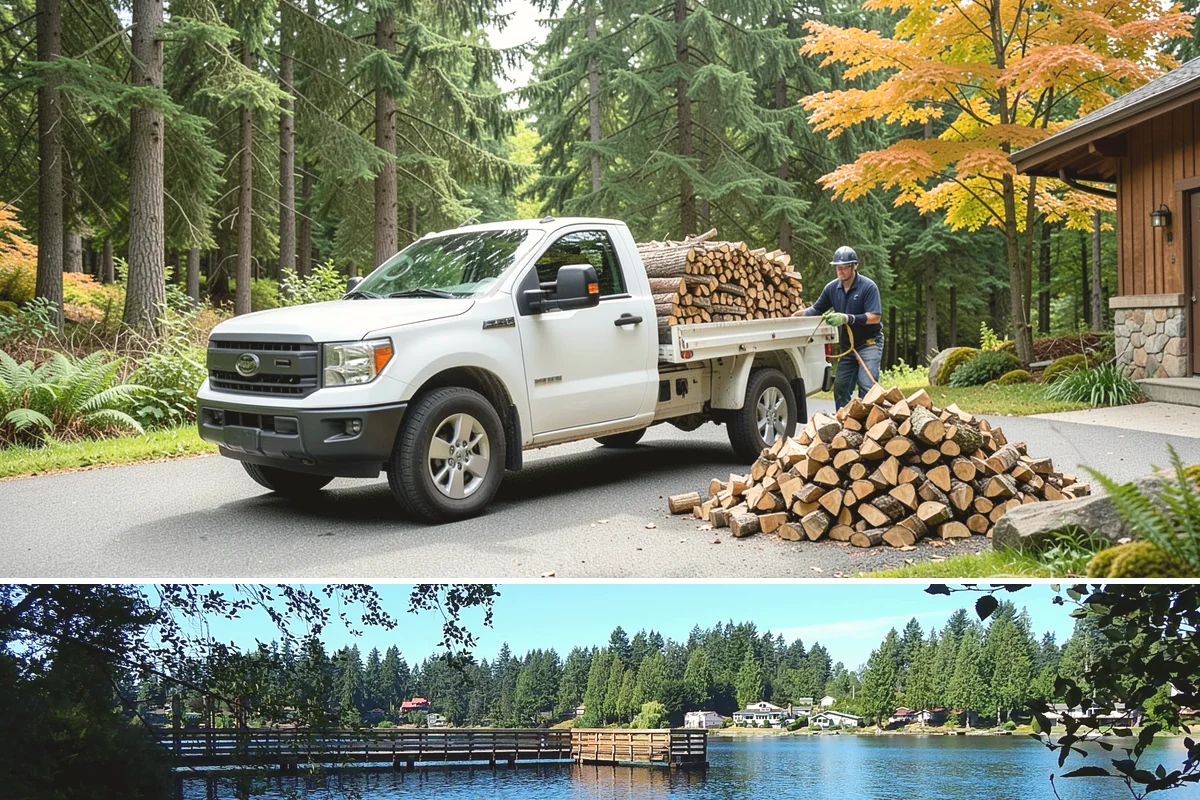 Mixed Softwood Firewood in Federal Way, King County, WA - Buy softwood in late summer or fall to have easy-lighting wood ready for autumn and shoulder-season fires.