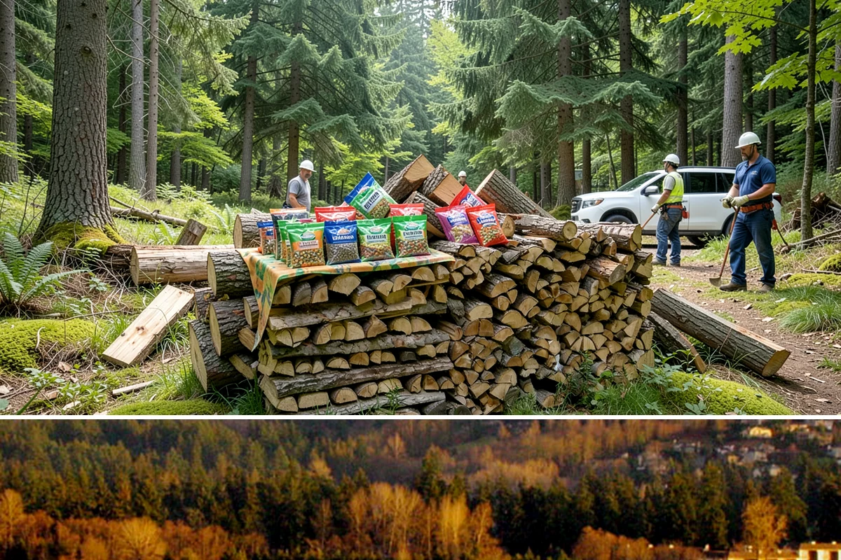 Mixed Softwood Firewood in Kenmore, King County, WA - Buy softwood in late summer or fall to have easy-lighting wood ready for autumn and shoulder-season fires.