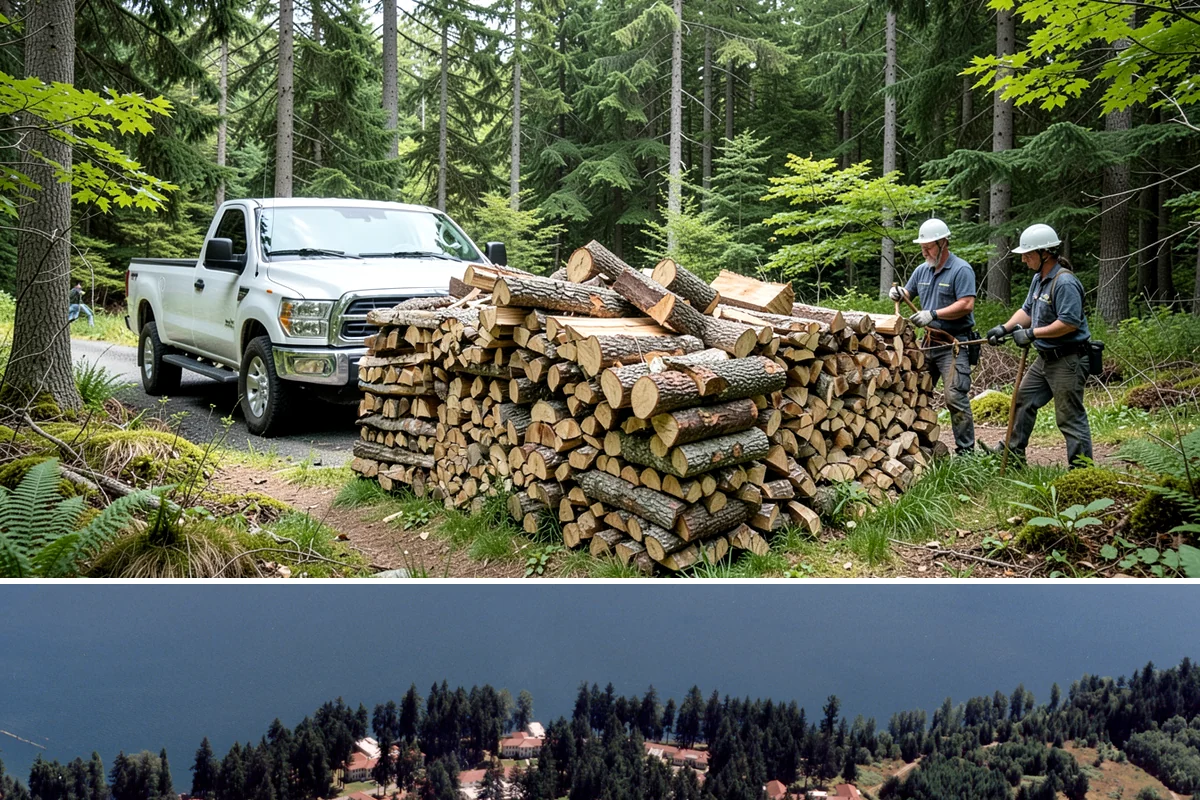 Mixed Softwood Firewood in Lakewood, Pierce County, WA - Buy softwood in late summer or fall to have easy-lighting wood ready for autumn and shoulder-season fires.
