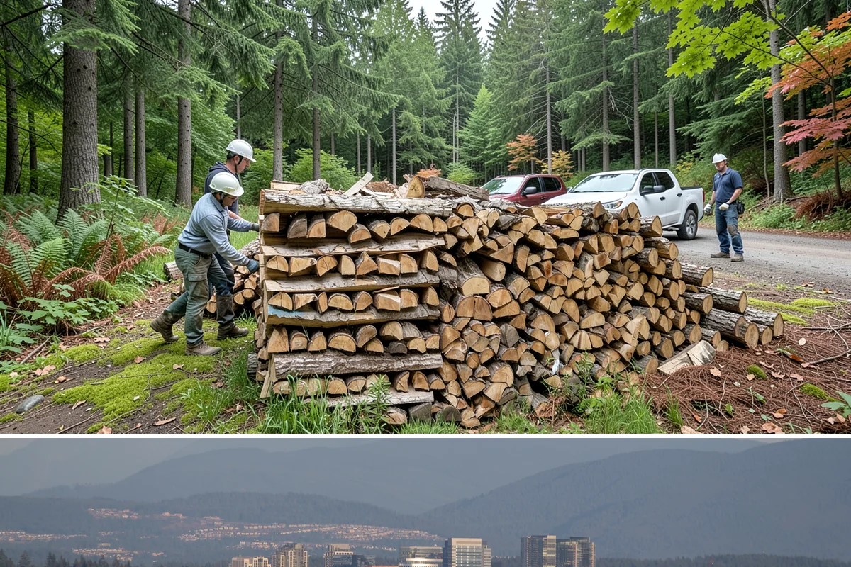 Mixed Softwood Firewood in Medina, King County, WA - Buy softwood in late summer or fall to have easy-lighting wood ready for autumn and shoulder-season fires.