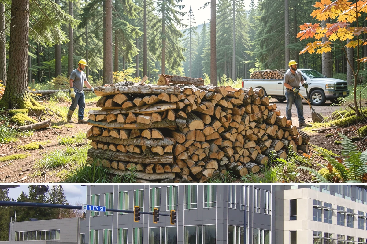 Mixed Softwood Firewood in Shoreline, King County, WA - Buy softwood in late summer or fall to have easy-lighting wood ready for autumn and shoulder-season fires.