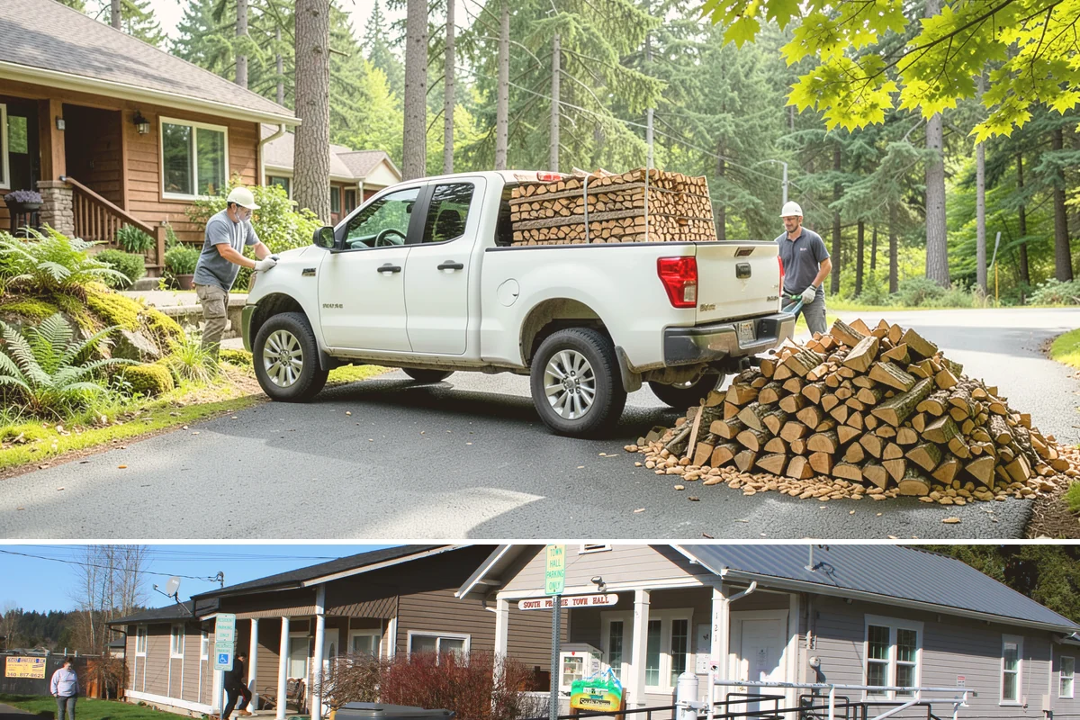 Mixed Softwood Firewood in South Prairie, Pierce County, WA - Buy softwood in late summer or fall to have easy-lighting wood ready for autumn and shoulder-season fires.