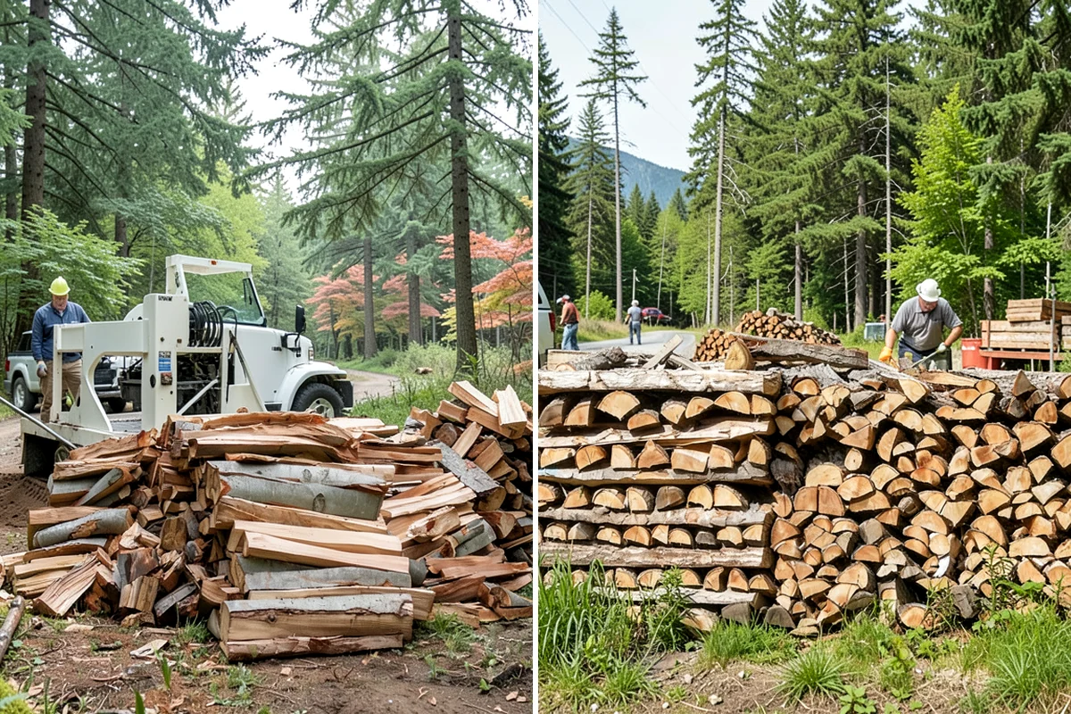 Moisture-Tested Firewood in Concrete, Skagit County, WA - Cured wood is pulled for testing