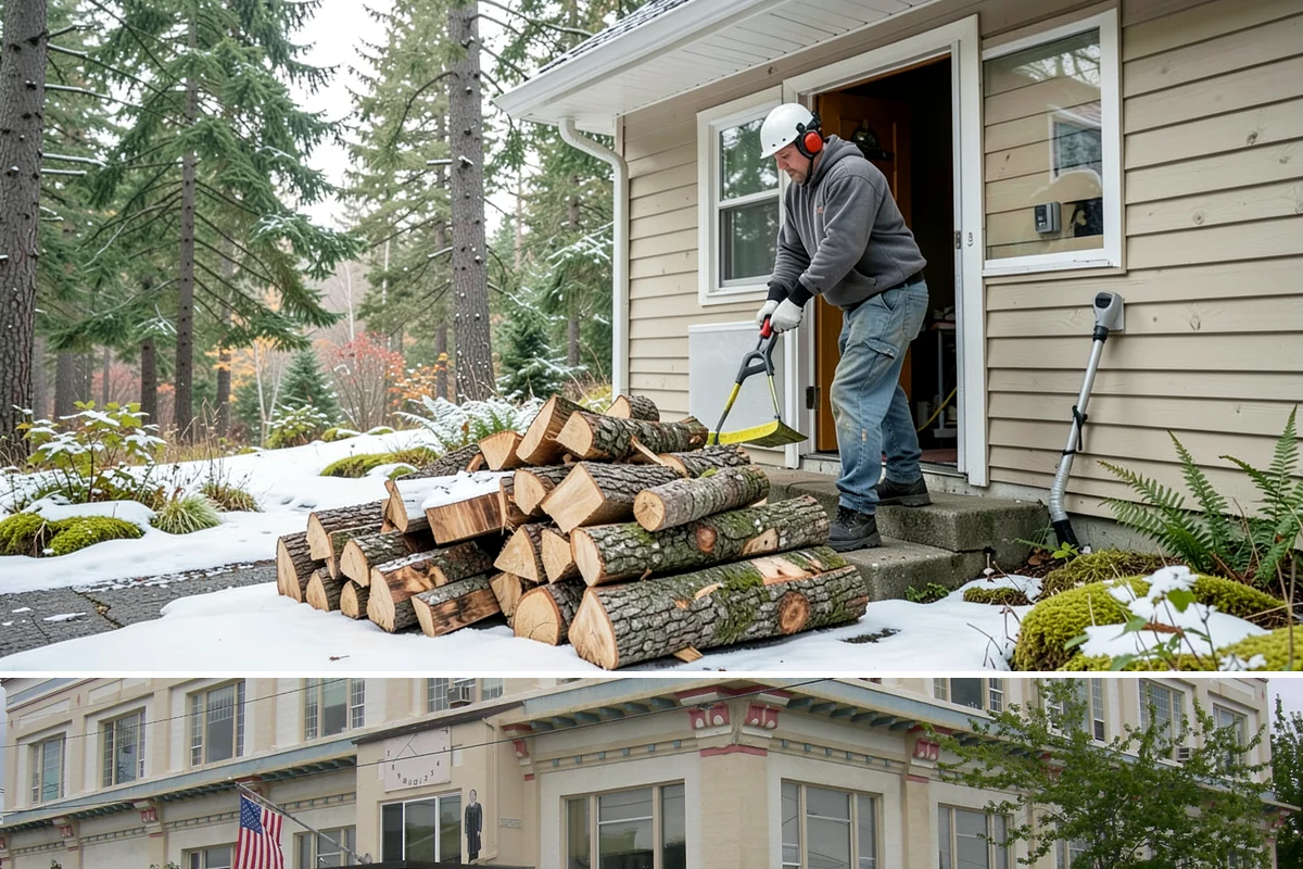 On-Site Firewood Milling in Anacortes, Skagit County, WA - Milling before summer gives large volumes the dry months needed to season for winter.