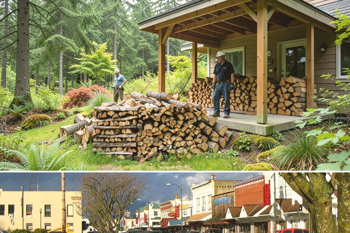 On-Site Firewood Milling in Arlington, Snohomish County, WA - Milling before summer gives large volumes the dry months needed to season for winter.