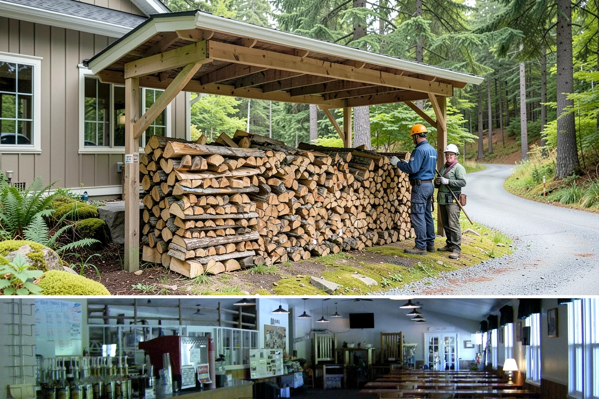 On-Site Firewood Milling in Black Diamond, King County, WA - Milling before summer gives large volumes the dry months needed to season for winter.