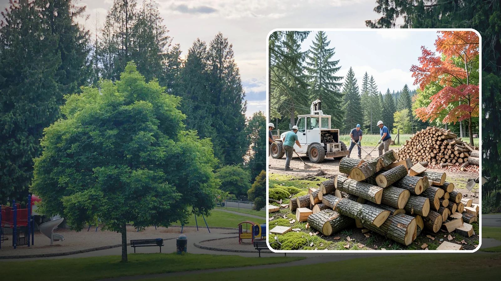 On-Site Firewood Milling in Bonney Lake, Pierce County, WA - We bring firewood processing equipment to your property to mill logs into finished firewood.