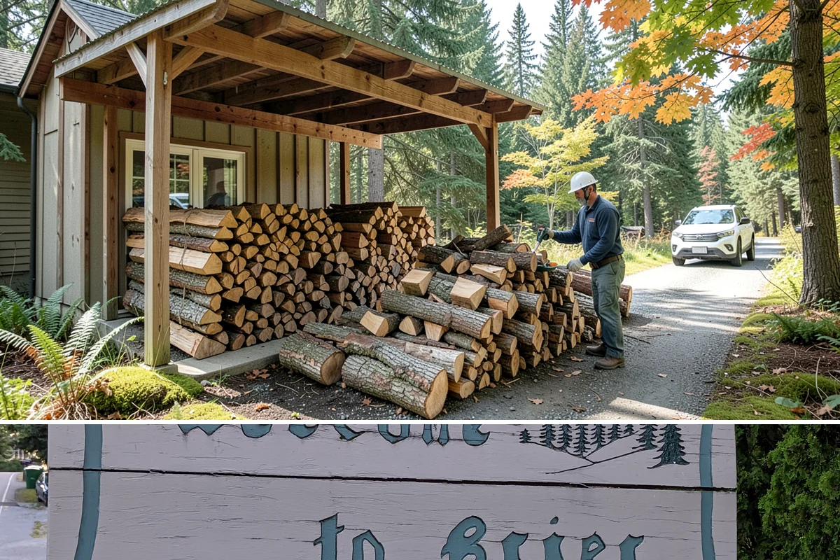 On-Site Firewood Milling in Brier, Snohomish County, WA - Milling before summer gives large volumes the dry months needed to season for winter.