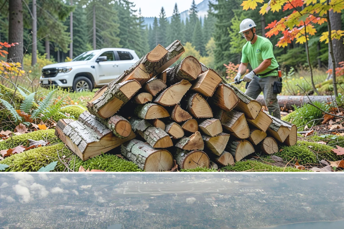 On-Site Firewood Milling in Burien, King County, WA - Milling before summer gives large volumes the dry months needed to season for winter.