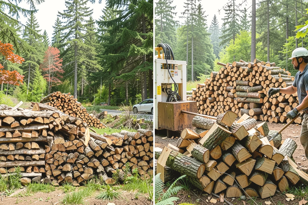 On-Site Firewood Milling in Carbonado, Pierce County, WA - We evaluate your log pile and site access