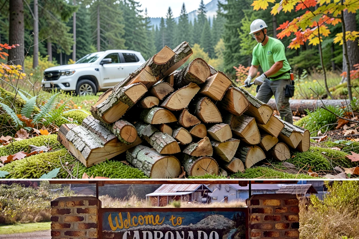 On-Site Firewood Milling in Carbonado, Pierce County, WA - Milling before summer gives large volumes the dry months needed to season for winter.