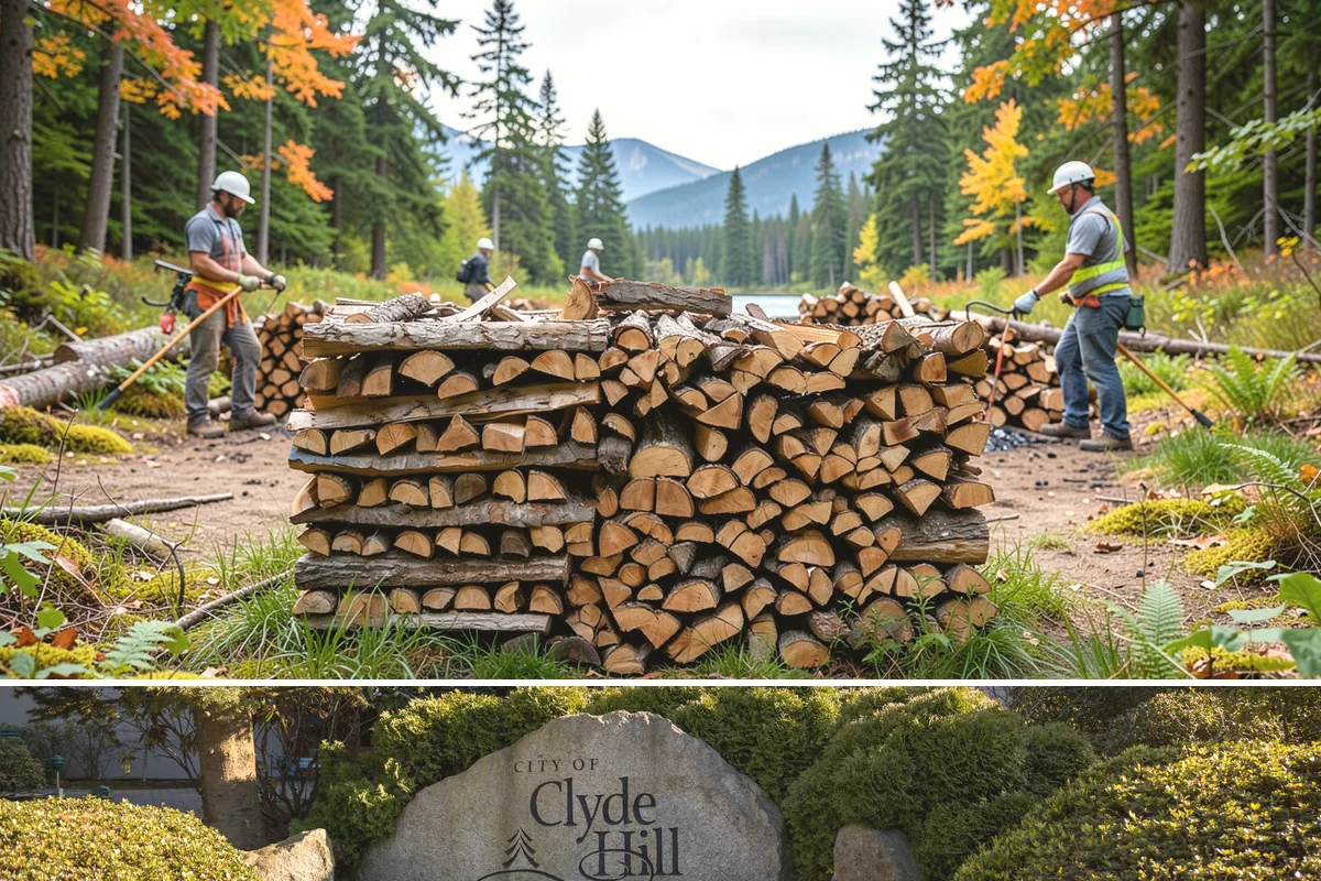 On-Site Firewood Milling in Clyde Hill, King County, WA - Milling before summer gives large volumes the dry months needed to season for winter.