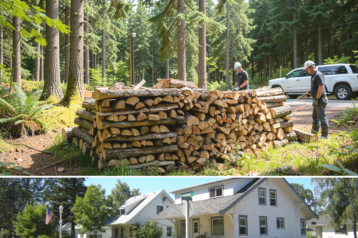 On-Site Firewood Milling in DuPont, Pierce County, WA - Milling before summer gives large volumes the dry months needed to season for winter.