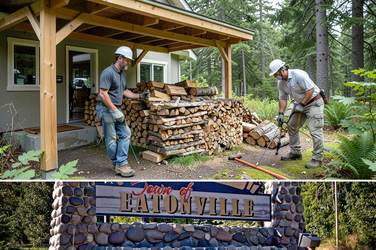 On-Site Firewood Milling in Eatonville, Pierce County, WA - Milling before summer gives large volumes the dry months needed to season for winter.