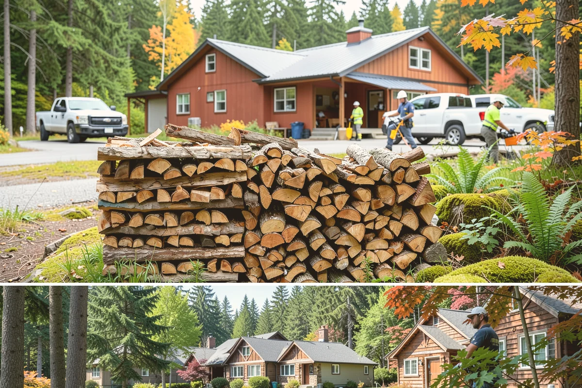 On-Site Firewood Milling in Edgewood, WA - Milling before summer gives large volumes the dry months needed to season for winter.