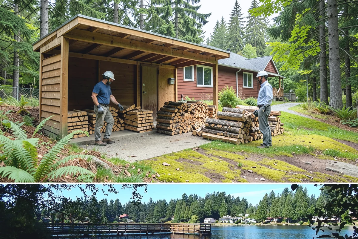 On-Site Firewood Milling in Federal Way, King County, WA - Milling before summer gives large volumes the dry months needed to season for winter.