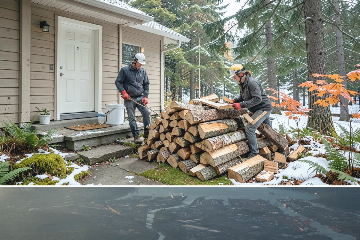 On-Site Firewood Milling in Fife, Pierce County, WA - Milling before summer gives large volumes the dry months needed to season for winter.