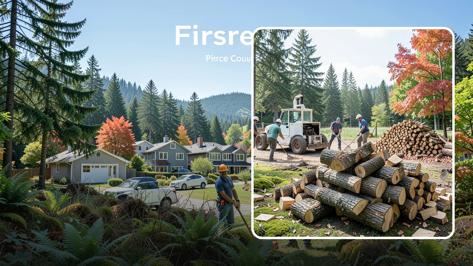 On-Site Firewood Milling in Fircrest, Pierce County, WA - We bring firewood processing equipment to your property to mill logs into finished firewood.