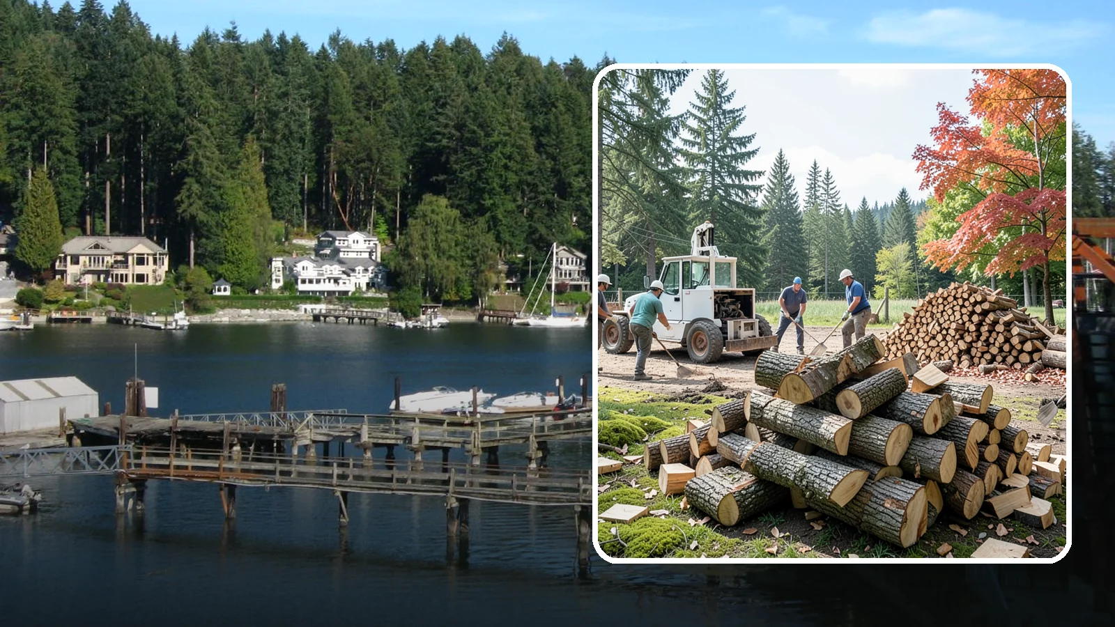 On-Site Firewood Milling in Gig Harbor, Pierce County, WA - We bring firewood processing equipment to your property to mill logs into finished firewood.
