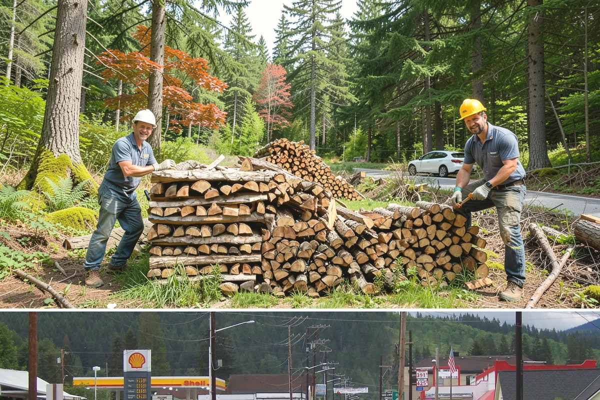 On-Site Firewood Milling in Granite Falls, Snohomish County, WA - Milling before summer gives large volumes the dry months needed to season for winter.