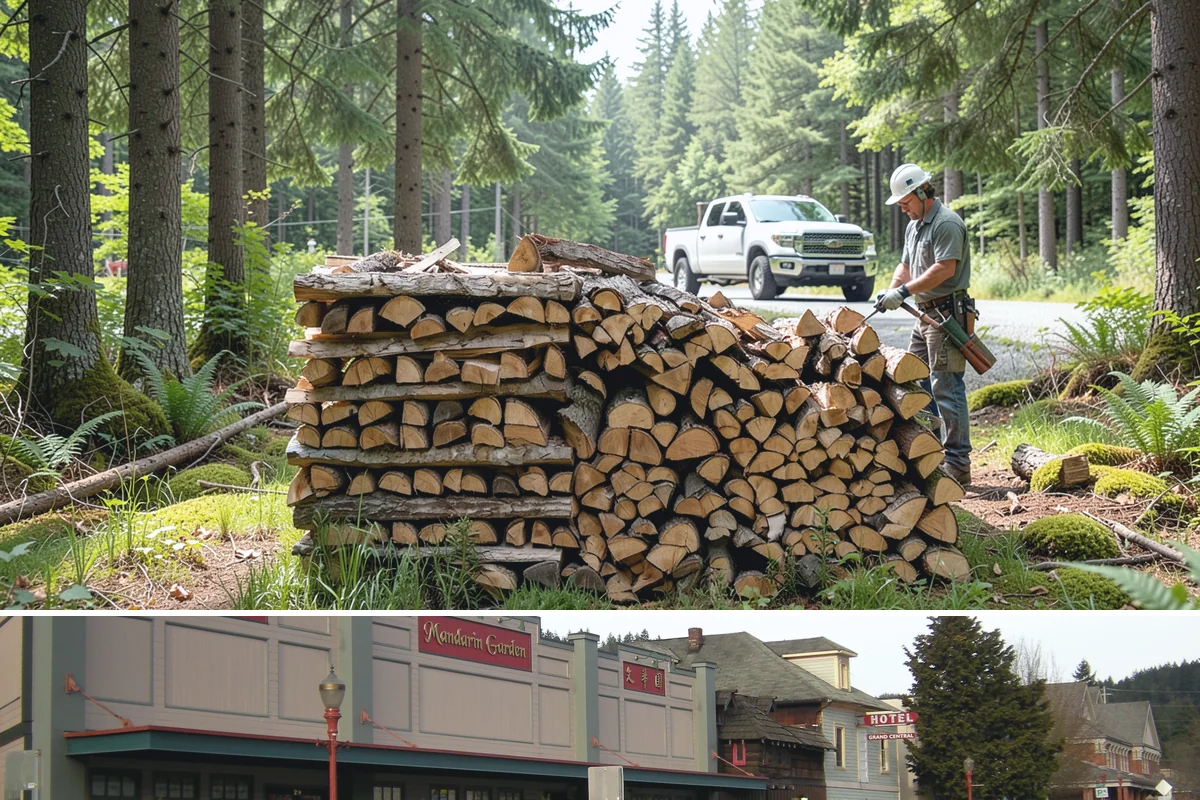 On-Site Firewood Milling in Issaquah, King County, WA - Milling before summer gives large volumes the dry months needed to season for winter.