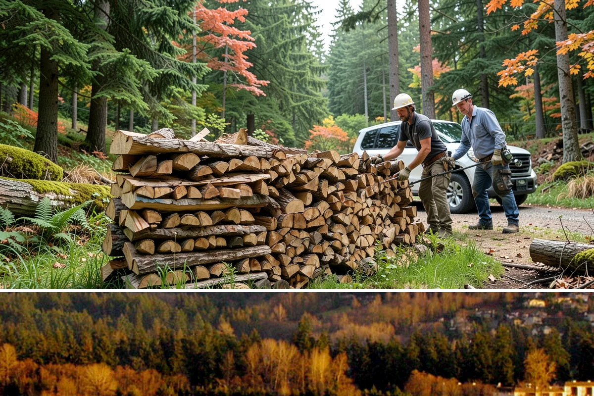 On-Site Firewood Milling in Kenmore, King County, WA - Milling before summer gives large volumes the dry months needed to season for winter.