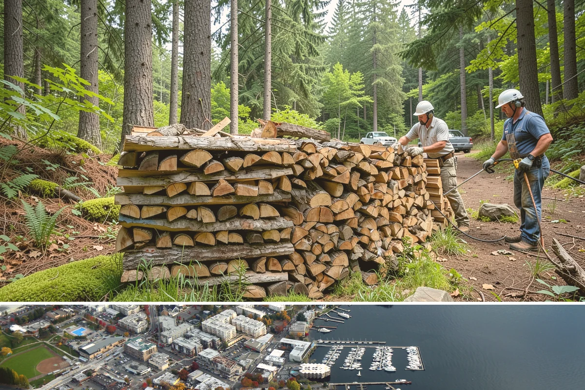 On-Site Firewood Milling in Kirkland, King County, WA - Milling before summer gives large volumes the dry months needed to season for winter.