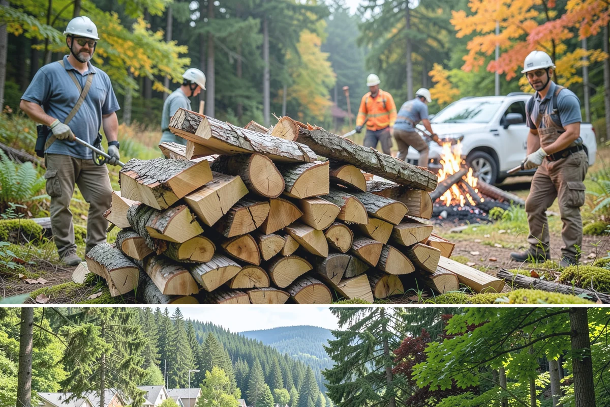 On-Site Firewood Milling in Lake Forest Park, King County, WA - Milling before summer gives large volumes the dry months needed to season for winter.
