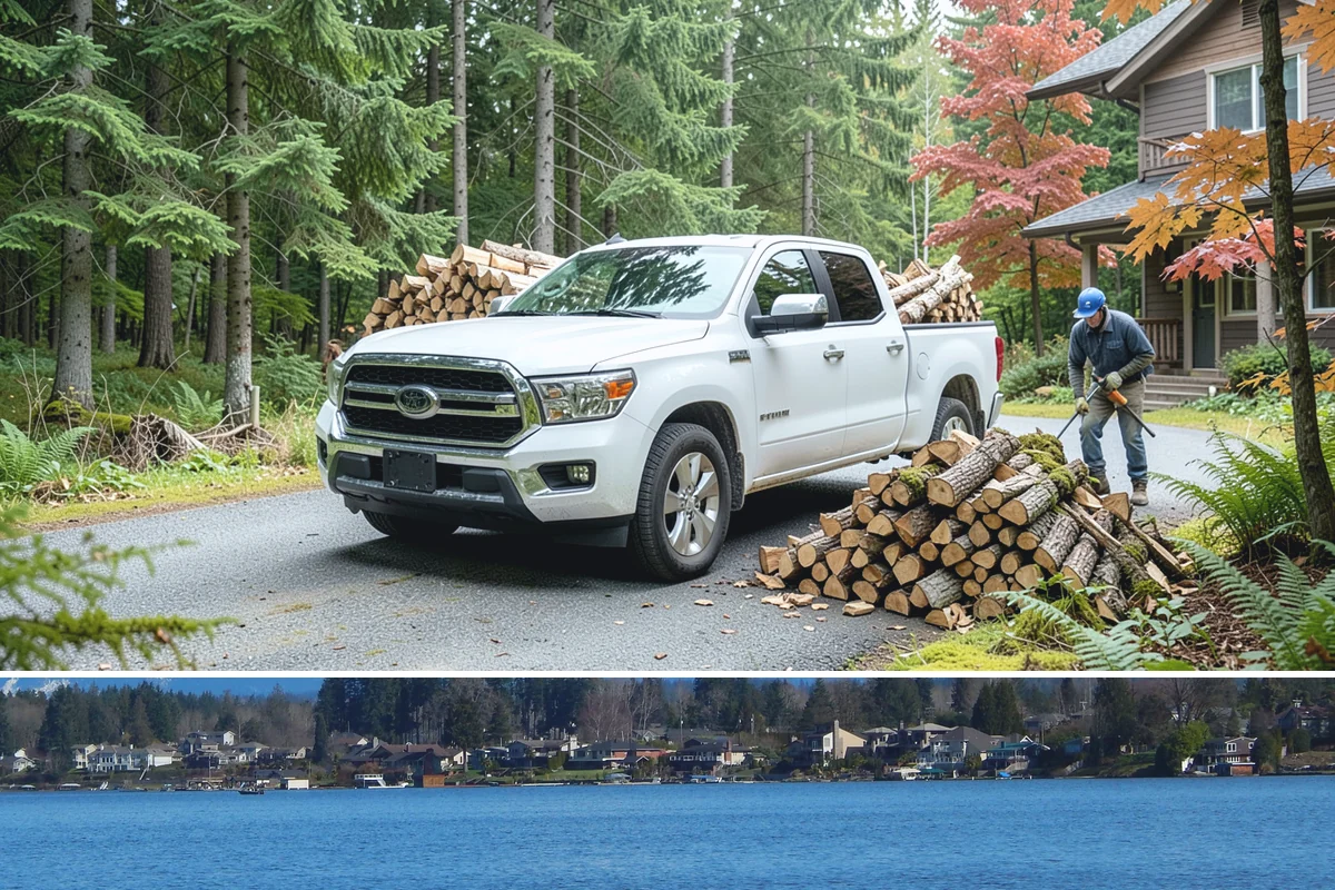 On-Site Firewood Milling in Lake Stevens, Snohomish County, WA - Milling before summer gives large volumes the dry months needed to season for winter.
