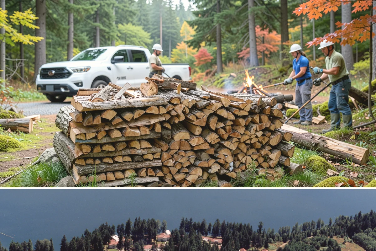On-Site Firewood Milling in Lakewood, Pierce County, WA - Milling before summer gives large volumes the dry months needed to season for winter.