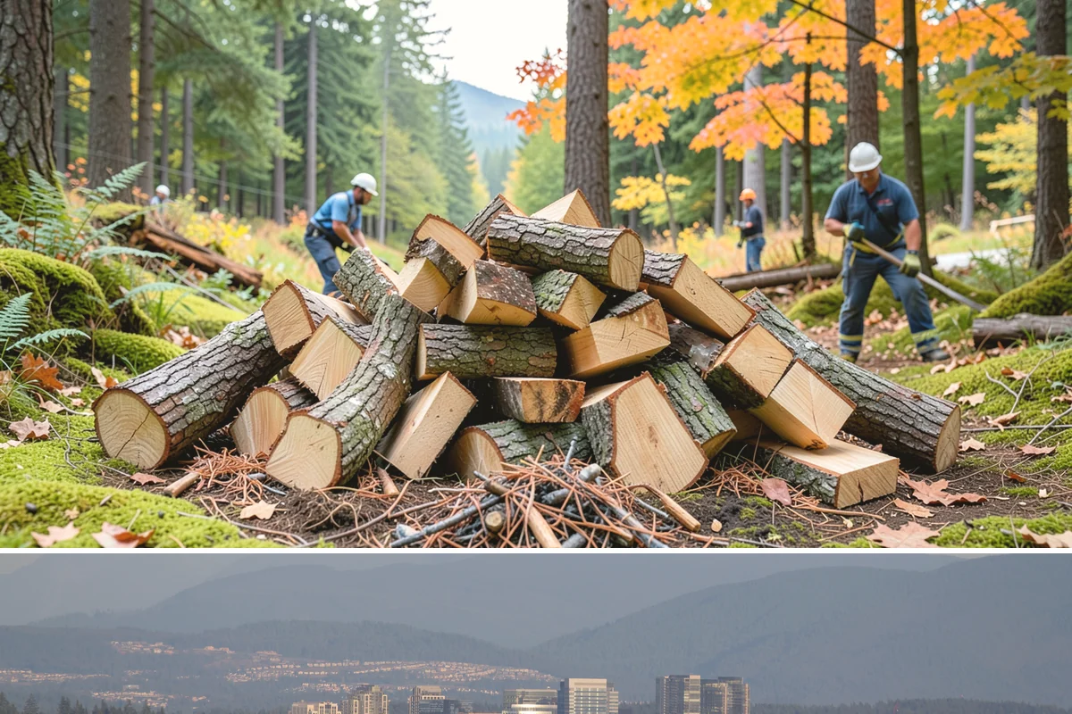 On-Site Firewood Milling in Medina, King County, WA - Milling before summer gives large volumes the dry months needed to season for winter.