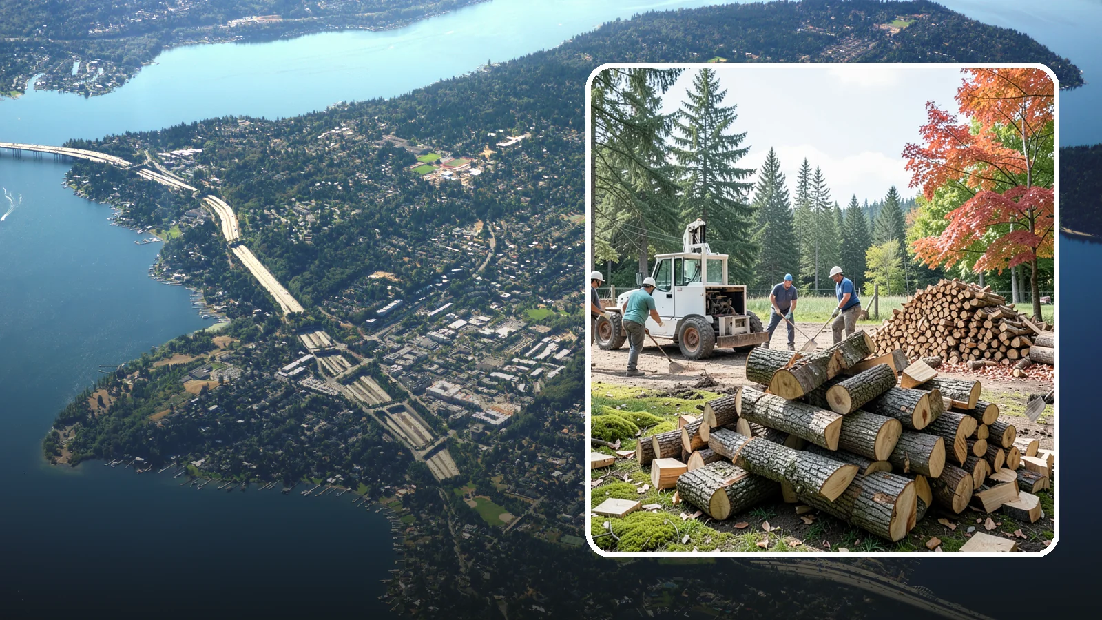 On-Site Firewood Milling in Mercer Island, King County, WA - We bring firewood processing equipment to your property to mill logs into finished firewood.
