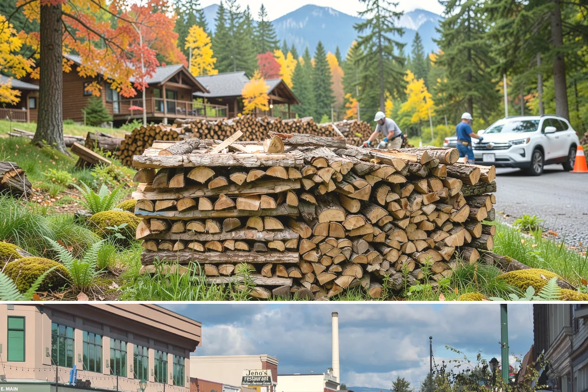 On-Site Firewood Milling in Monroe, Snohomish County, WA - Milling before summer gives large volumes the dry months needed to season for winter.