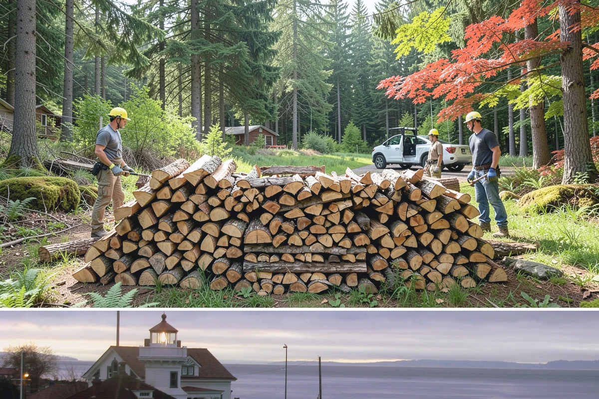 On-Site Firewood Milling in Mukilteo, Snohomish County, WA - Milling before summer gives large volumes the dry months needed to season for winter.