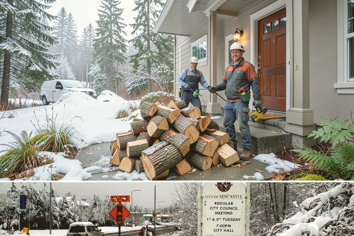 On-Site Firewood Milling in Newcastle, King County, WA - Milling before summer gives large volumes the dry months needed to season for winter.