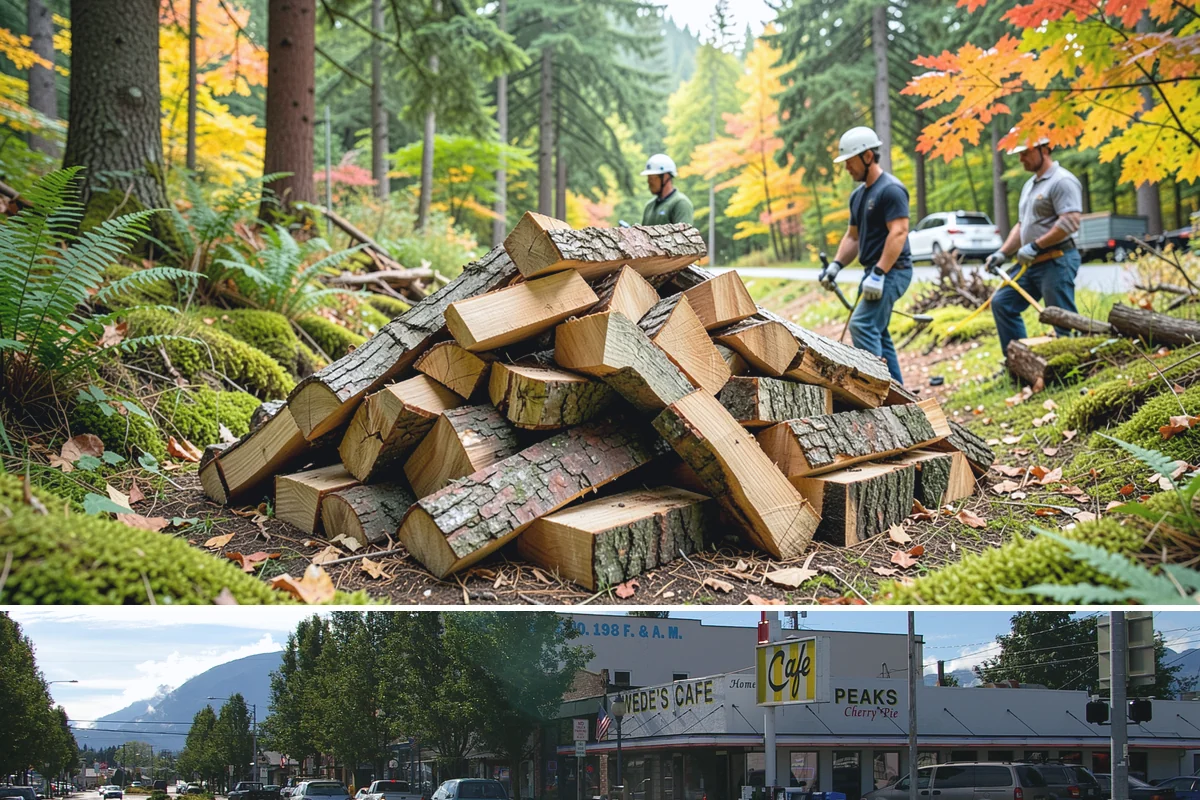 On-Site Firewood Milling in North Bend, King County, WA - Milling before summer gives large volumes the dry months needed to season for winter.