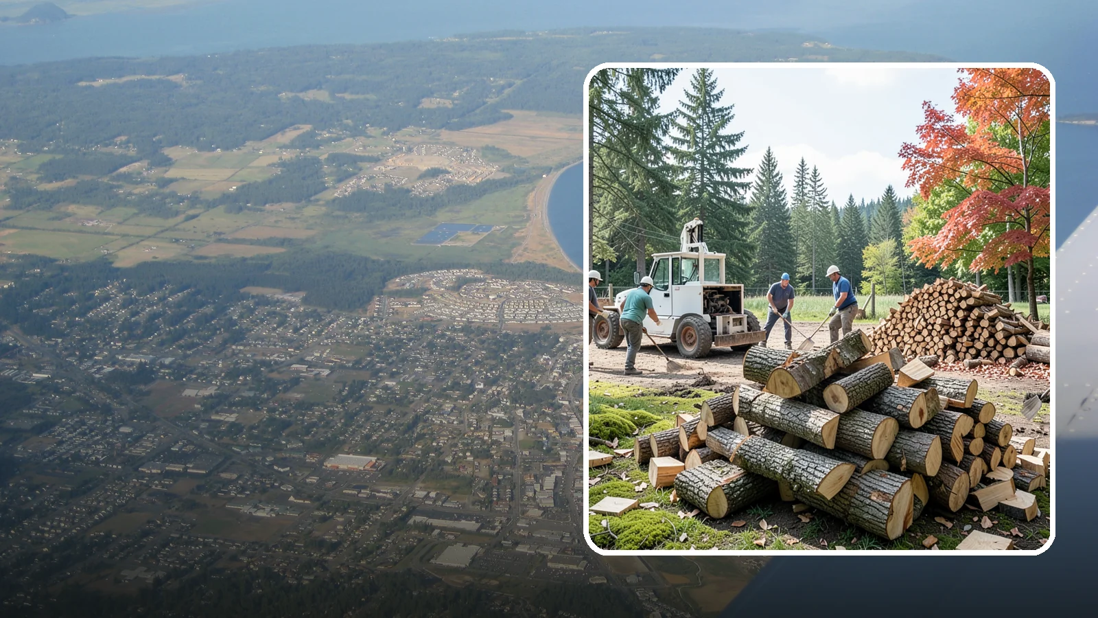 On-Site Firewood Milling in Oak Harbor, Island County, WA - We bring firewood processing equipment to your property to mill logs into finished firewood.