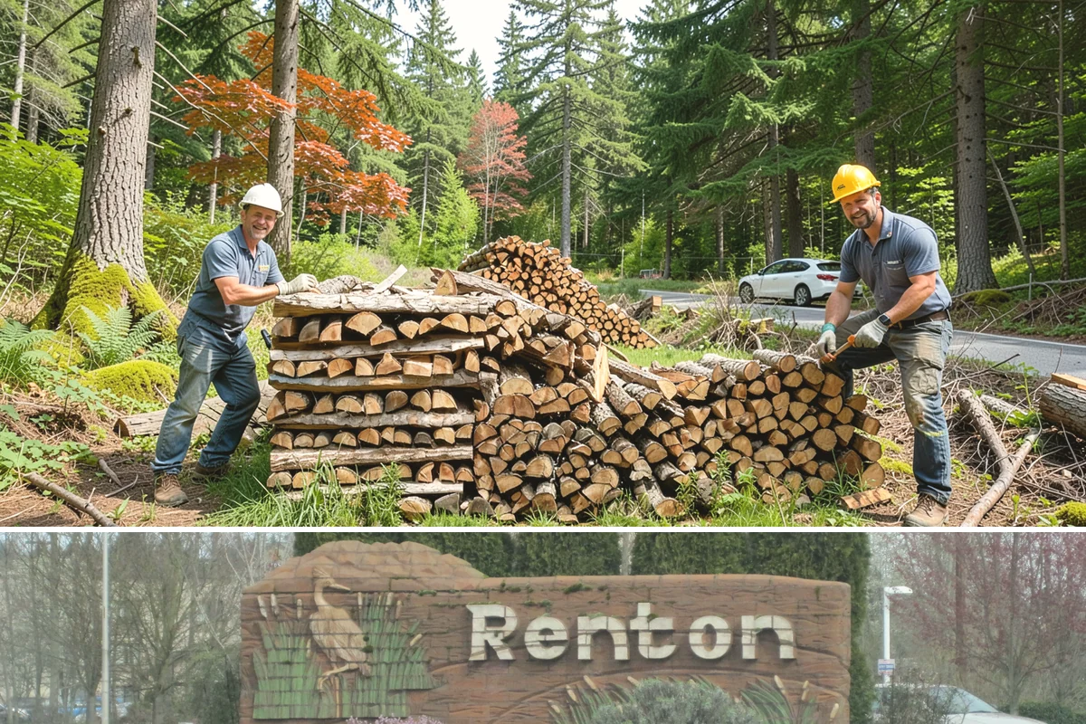 On-Site Firewood Milling in Renton, King County, WA - Milling before summer gives large volumes the dry months needed to season for winter.