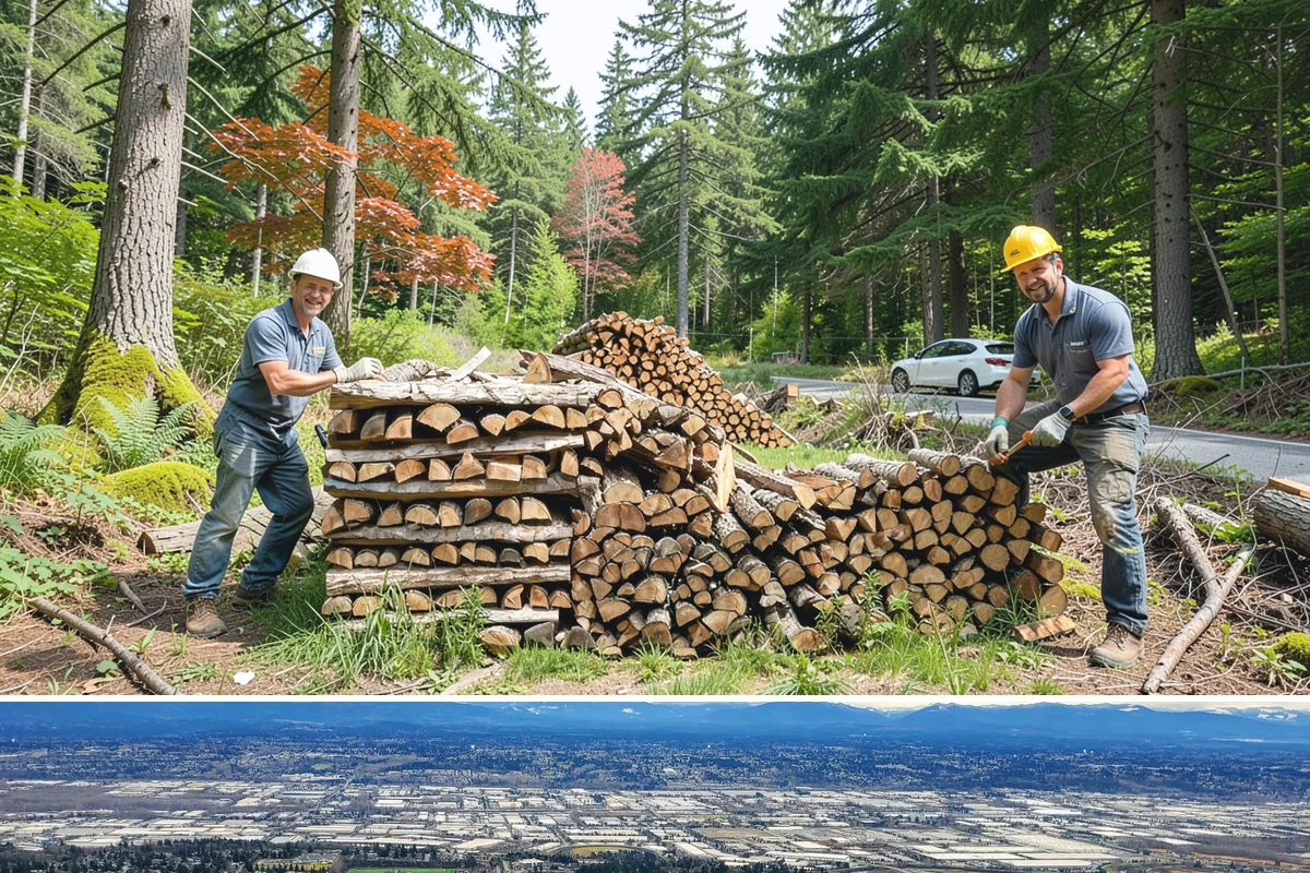 On-Site Firewood Milling in SeaTac, King County, WA - Milling before summer gives large volumes the dry months needed to season for winter.
