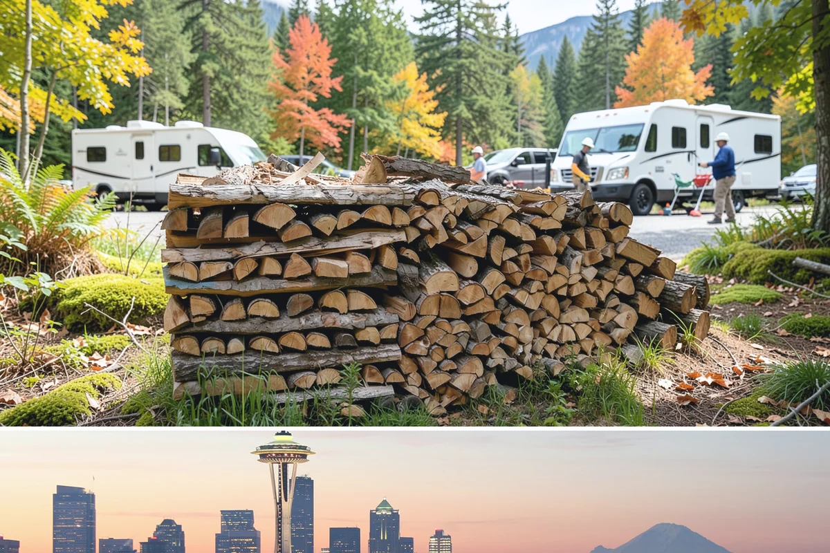 On-Site Firewood Milling in Seattle, King County, WA - Milling before summer gives large volumes the dry months needed to season for winter.