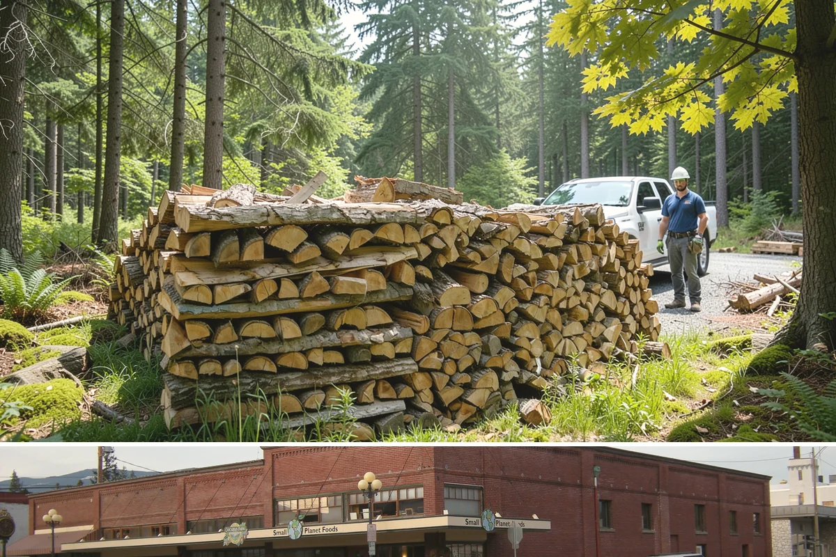 On-Site Firewood Milling in Sedro-Woolley, Skagit County, WA - Milling before summer gives large volumes the dry months needed to season for winter.