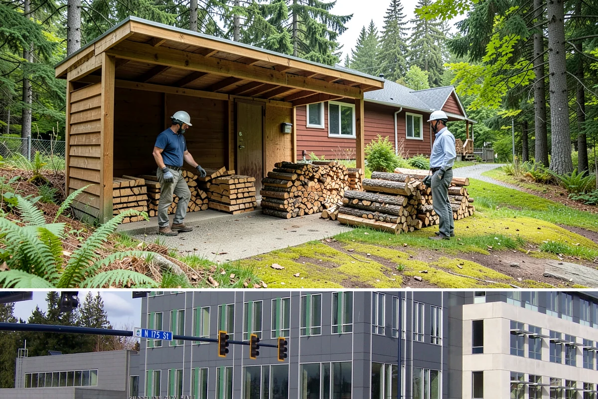 On-Site Firewood Milling in Shoreline, King County, WA - Milling before summer gives large volumes the dry months needed to season for winter.