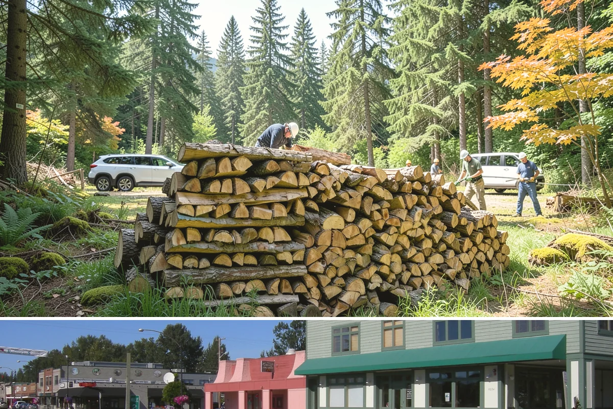 On-Site Firewood Milling in Snoqualmie, King County, WA - Milling before summer gives large volumes the dry months needed to season for winter.