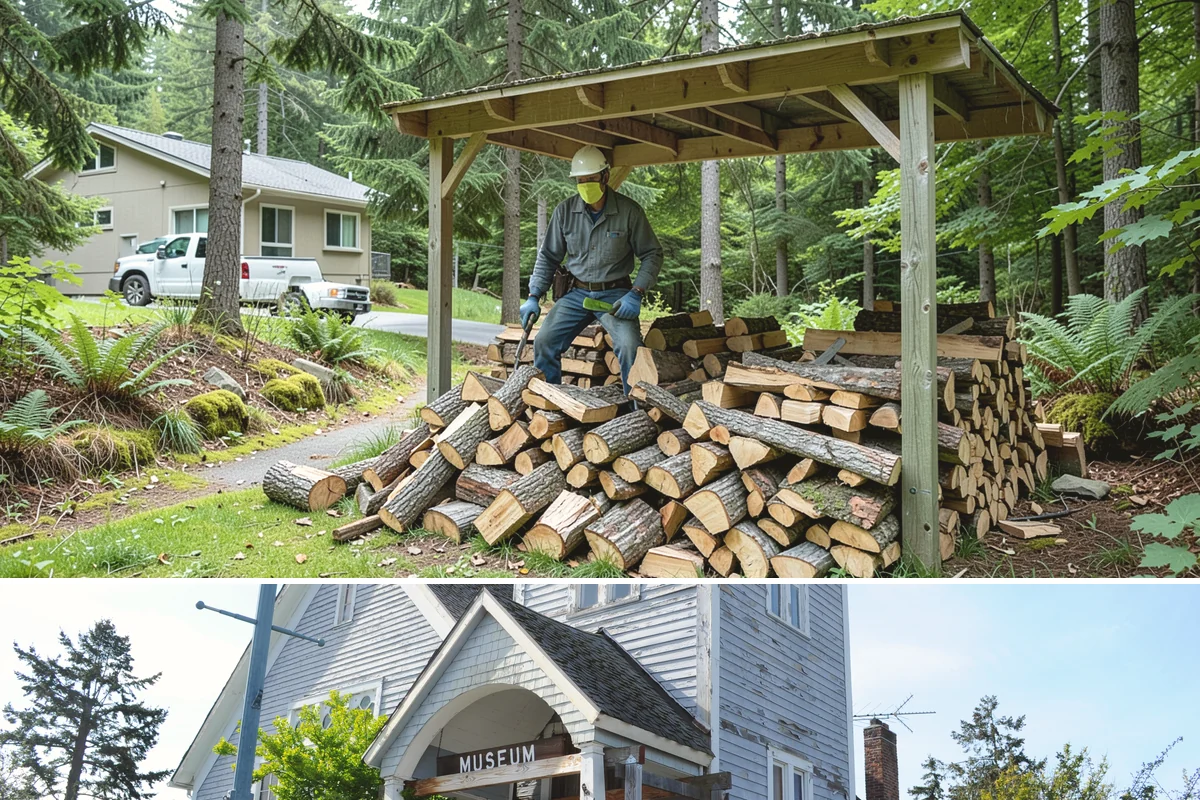On-Site Firewood Milling in Steilacoom, Pierce County, WA - Milling before summer gives large volumes the dry months needed to season for winter.