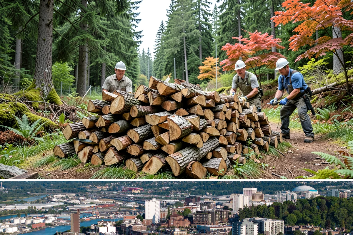 On-Site Firewood Milling in Tacoma, Pierce County, WA - Milling before summer gives large volumes the dry months needed to season for winter.