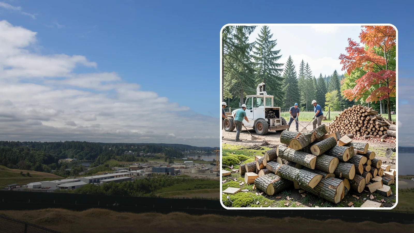 On-Site Firewood Milling in University Place, Pierce County, WA - We bring firewood processing equipment to your property to mill logs into finished firewood.